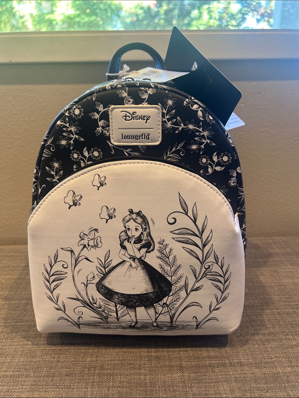 Loungefly Disney Alice In Wonderland Black & White Mini Backpack